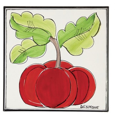handmade sicilian Ceramic Wall Tile Folk tomato PI297FK-05V handmade sicilian Ceramic Wall Tile Folk tomato PI297FK-05V